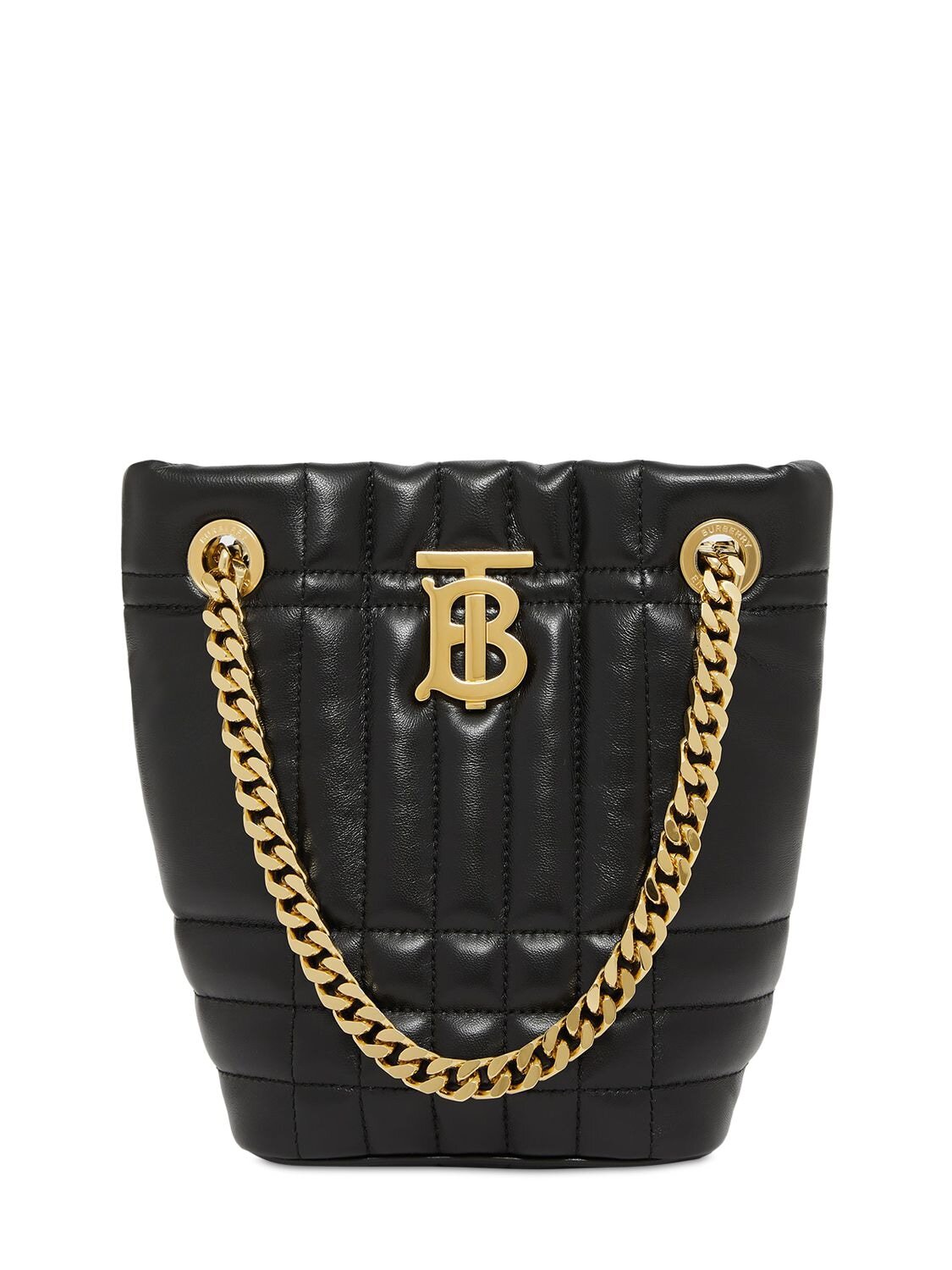 BURBERRY Medium Lola Quilted Leather Bucket Bag in black