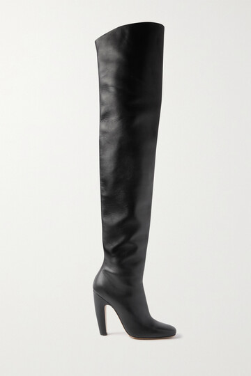 bottega veneta - veneta leather over-the-knee boots - black