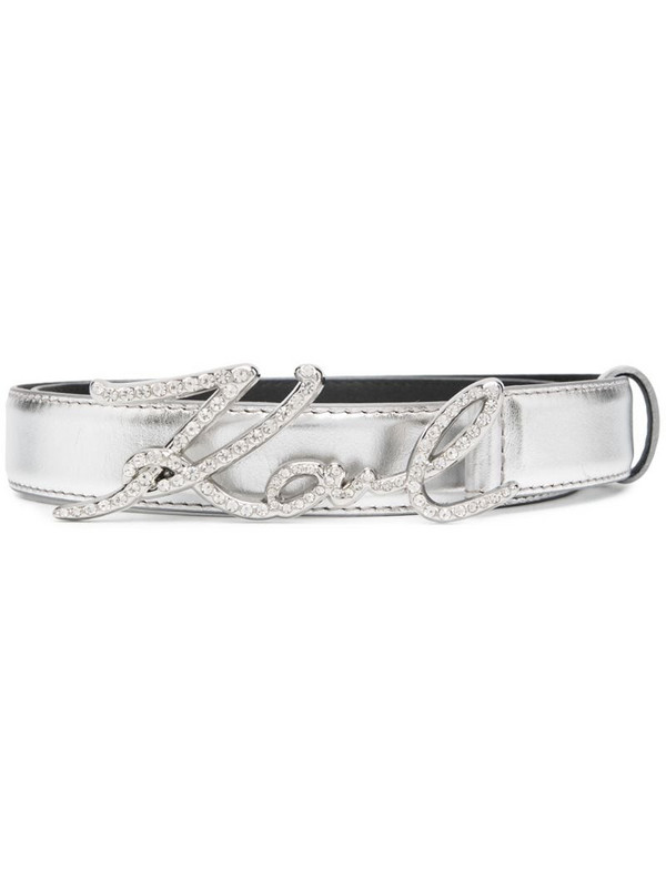 Karl Lagerfeld K/Signature sparkle belt in silver
