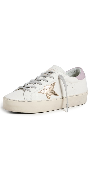 golden goose hi star nappa upper laminated star sneakers white/gold/lilac 35