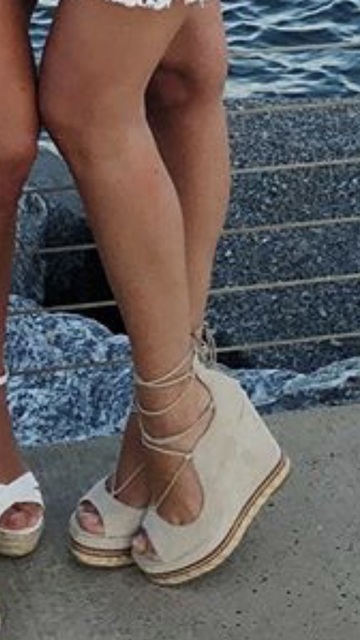 shoes,wedges,suede,taupe,tan,white,summer,dress,pretty