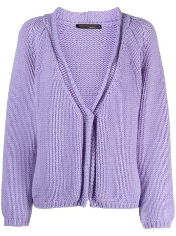 incentive! cashmere v-neck knitted cardigan - purple