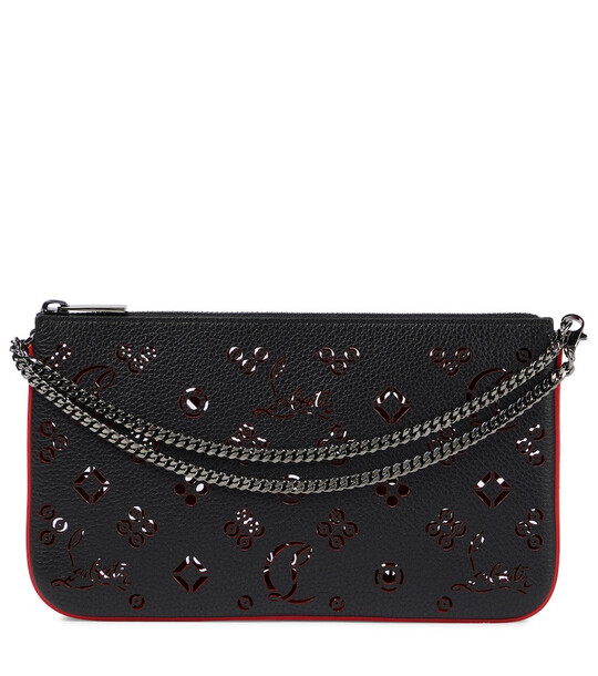 Christian Louboutin Loubila perforated leather pouch in black
