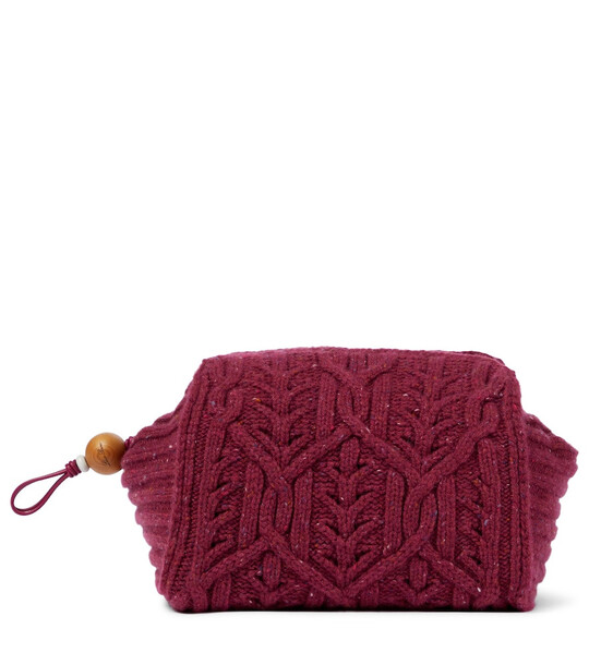 Loro Piana Puffy Pouch knitted clutch in red