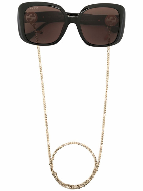 Gucci Eyewear square-frame chain sunglasses - Black
