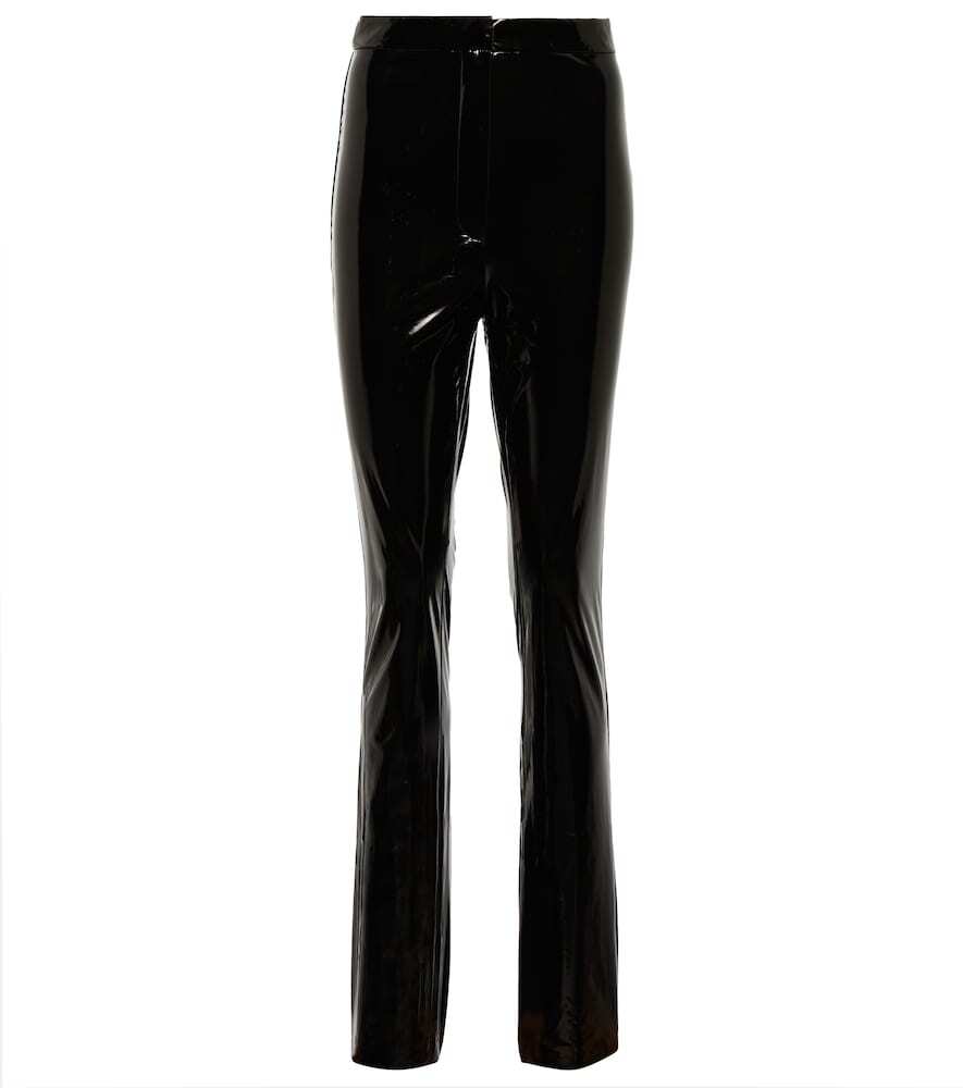 Rotate Birger Christensen Coated high-rise slim pants in black