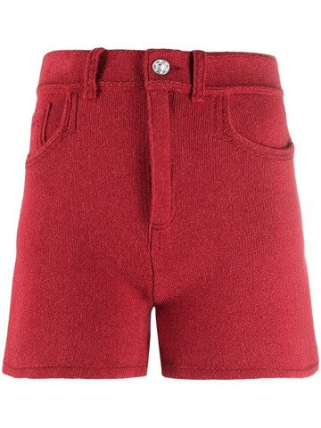 Barrie high-waisted cashmere-cotton blend shorts in red