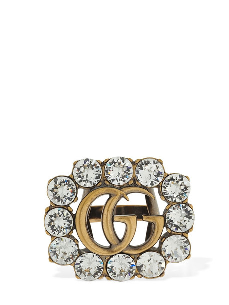 GUCCI Gg Marmont Crystal Thick Ring in gold - Wheretoget