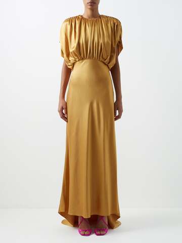 roksanda - fiona draped silk-satin maxi dress - womens - yellow