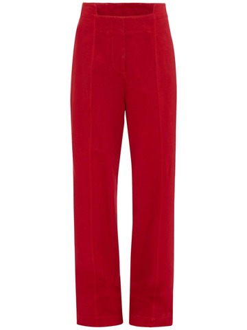 JW ANDERSON Cotton Twill Mid Rise Straight Pants in red