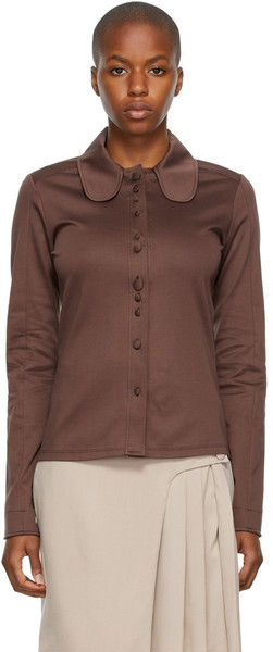 Anne Isabella SSENSE Exclusive Mixed Button Shirt in chocolate
