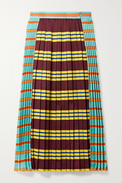 Philosophy di Lorenzo Serafini - Pleated Striped Gabardine Midi Skirt - Yellow