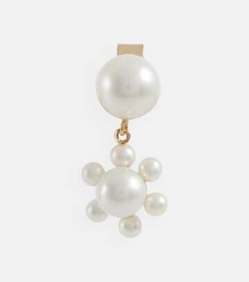 sophie bille brahe petite deux jeanne 14kt gold and pearls single earring in white