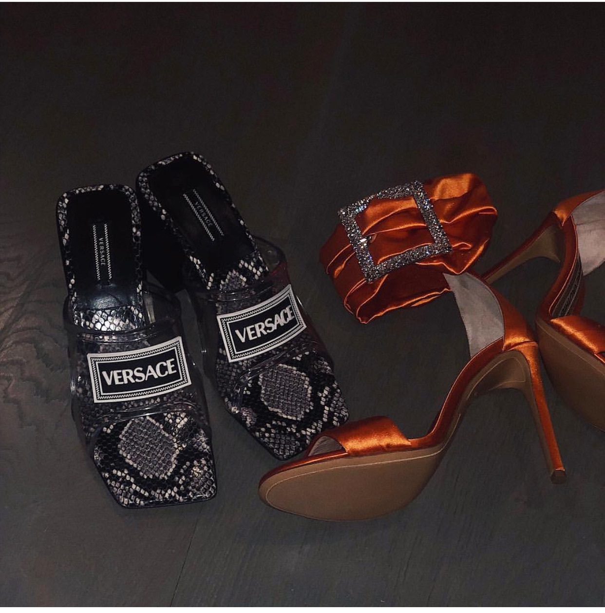 versace orange heels