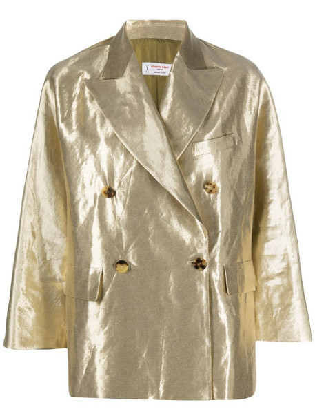 Alberto Biani metallic double-breasted blazer in gold