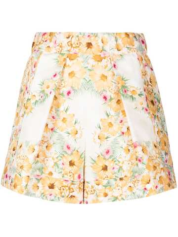 maje floral-print tailored shorts - yellow