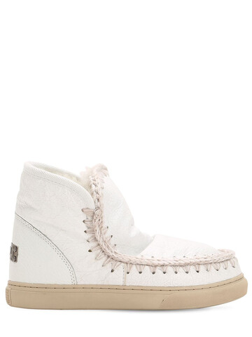 MOU 20mm Eskimo Sneaker Cracked Leather Boot in white