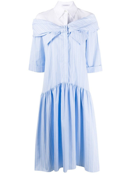 Vivetta bow detail two-tone shirt dress in blue