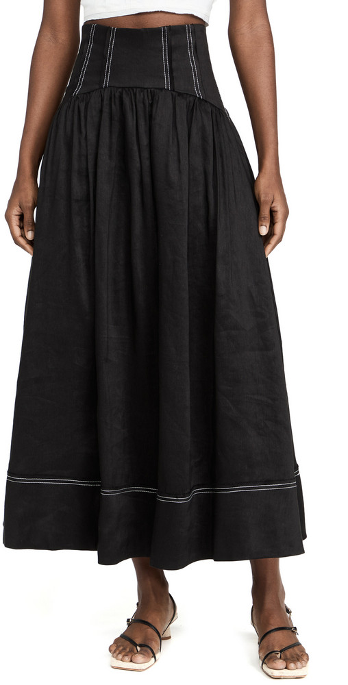Aje Vanades Flare Midi Skirt in black