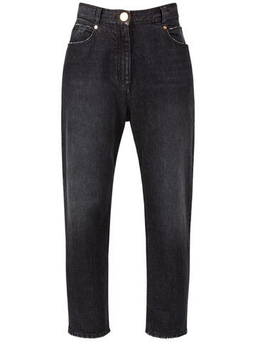 BALMAIN Cotton Denim Boyfriend Jeans in black