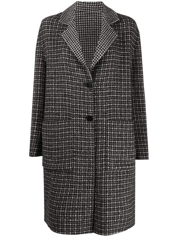 Twin-Set check single-breasted coat in black