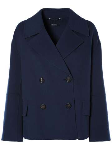 's max mara cape wool double breasted jacket in blue