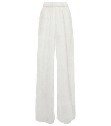 Oséree High-rise wide-leg lace pants in white