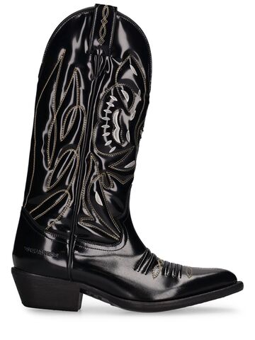 dsquared2 cowboy leather boots in black
