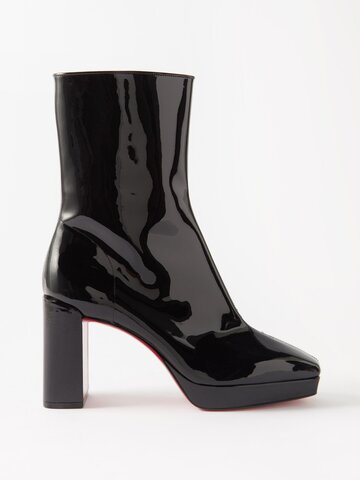 christian louboutin - alleo 90 patent-leather ankle boots - womens - black