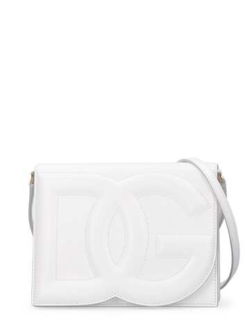 dolce & gabbana dg logo leather shoulder bag in white