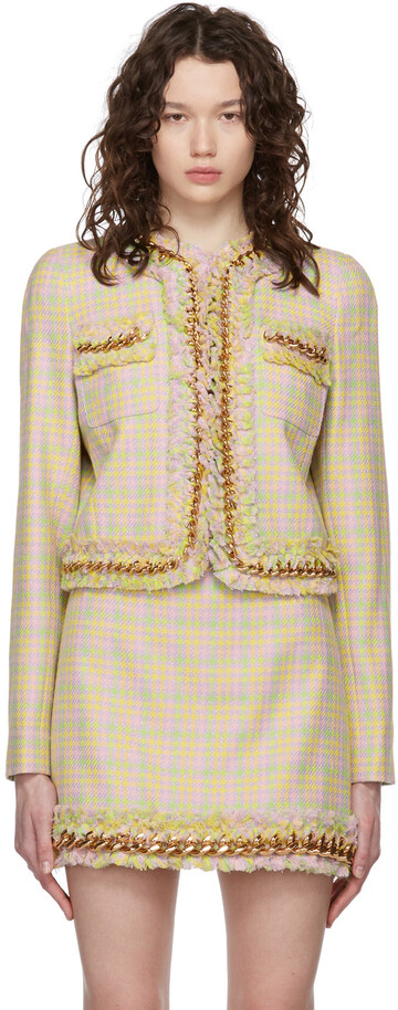 Versace Multicolor Tweed Chain Jacket in yellow