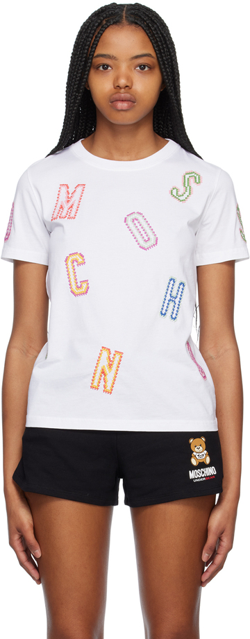 moschino white lettering t-shirt in print