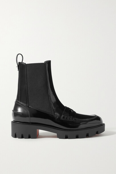Christian Louboutin - Montezu Lug Patent-leather Chelsea Boots - Black