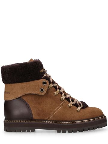 see by chloé 25mm eileen suede hiking boots in brown