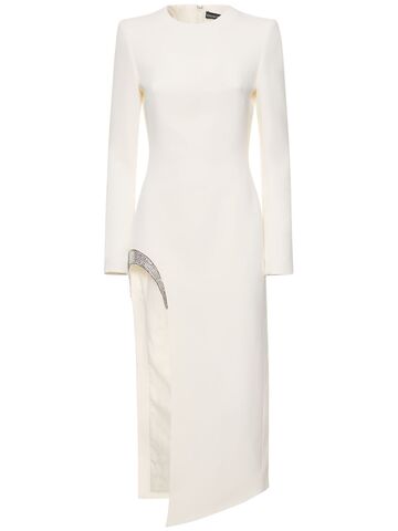 david koma embellished long-sleeve cady midi dress in white