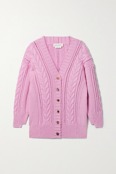 Alexander McQueen - Cable-knit Wool Cardigan - Pink