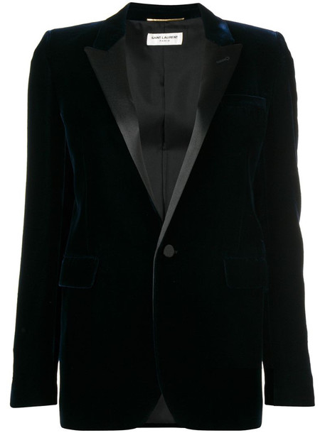 Saint Laurent velvet tuxedo jacket in blue