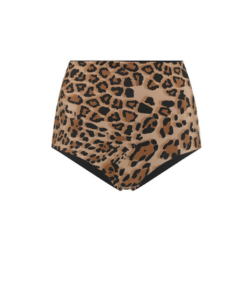 karla colletto leopard high-rise bikini bottoms in brown