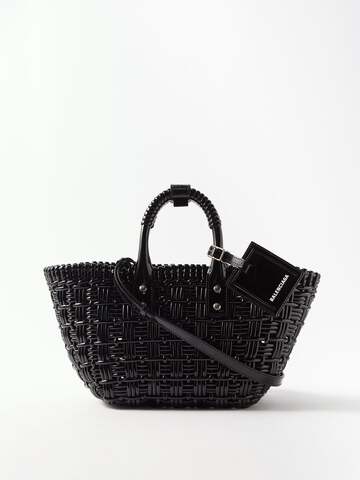 balenciaga - bistro xs woven faux-leather basket bag - womens - black