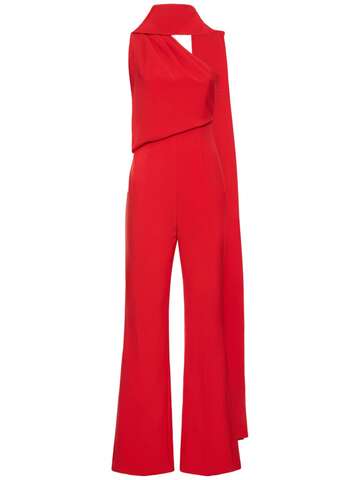 roland mouret asymmetric crepe jumpsuit in red