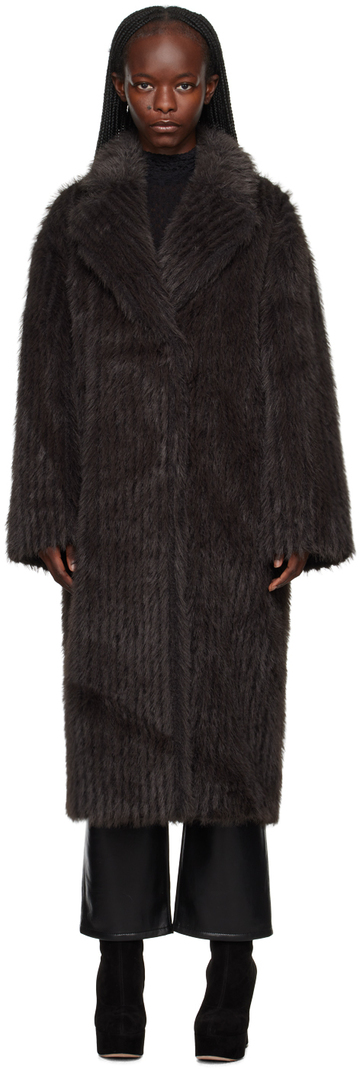stand studio brown genevieve faux-fur coat