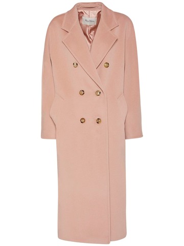 max mara madame double breasted wool long coat in pink