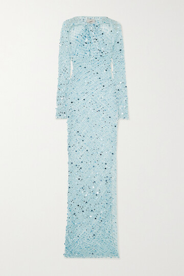 coperni - cutout embellished crochet-knit maxi dress - blue