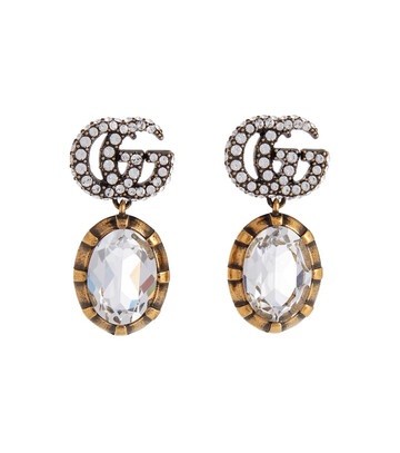 gucci double g embellished earrings in gold