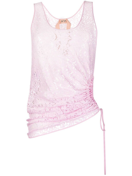 Nº21 floral-lace gathered tank top - Pink