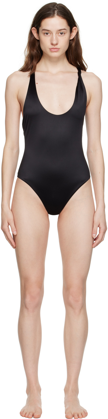 versace underwear black rolled medusa one-piece swimsuit