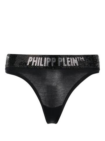 philipp plein logo-embellished thong - black