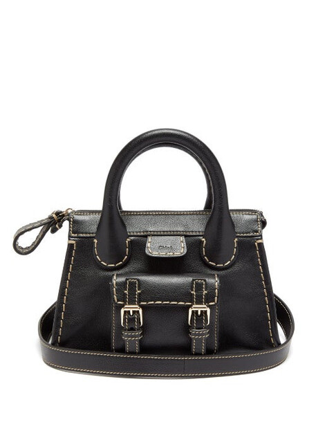 Chloé Chloé - Edith Small Topstitched Leather Shoulder Bag - Womens - Black