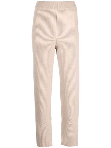 giorgio armani ribbed-knit tapered cashmere trousers - neutrals