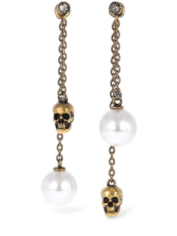 ALEXANDER MCQUEEN Crystal Pearl Skull Earrings